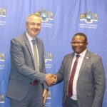 The Minister of Commerce, Industry and Trade, Manqoba Khumalo, alongside His Excellency Karsten Mecklenburg, the EU Ambassador.