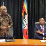Government Spokesperson Alpheous Nxumalo with the Prime Minister Russell Mmiso Dlamini