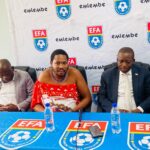 Minister of Sports, Culture and Youth Affairs Bongani Nzima bids farewell to the national team, Sihlangu Semnikati, as they leave the country for the 2026 FIFA World Cup Qualifier matches against Cameroon and Mauritius at Mbombela Stadium in South Africa.