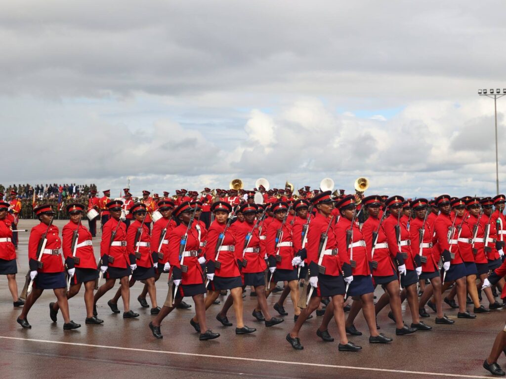 King Mswati III addresses the 52nd Army Day celebrations at Nokwane Army Headquarters in Matsapha.
