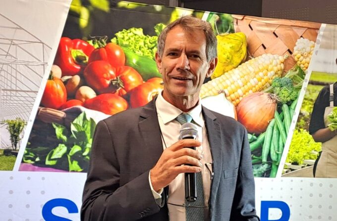 Minister of Finance, Neal Rijkenberg, addressing stakeholders at the launch of the Smallholder Agricultural Productivity Enhancement and Marketing Project (SAPEMP)
