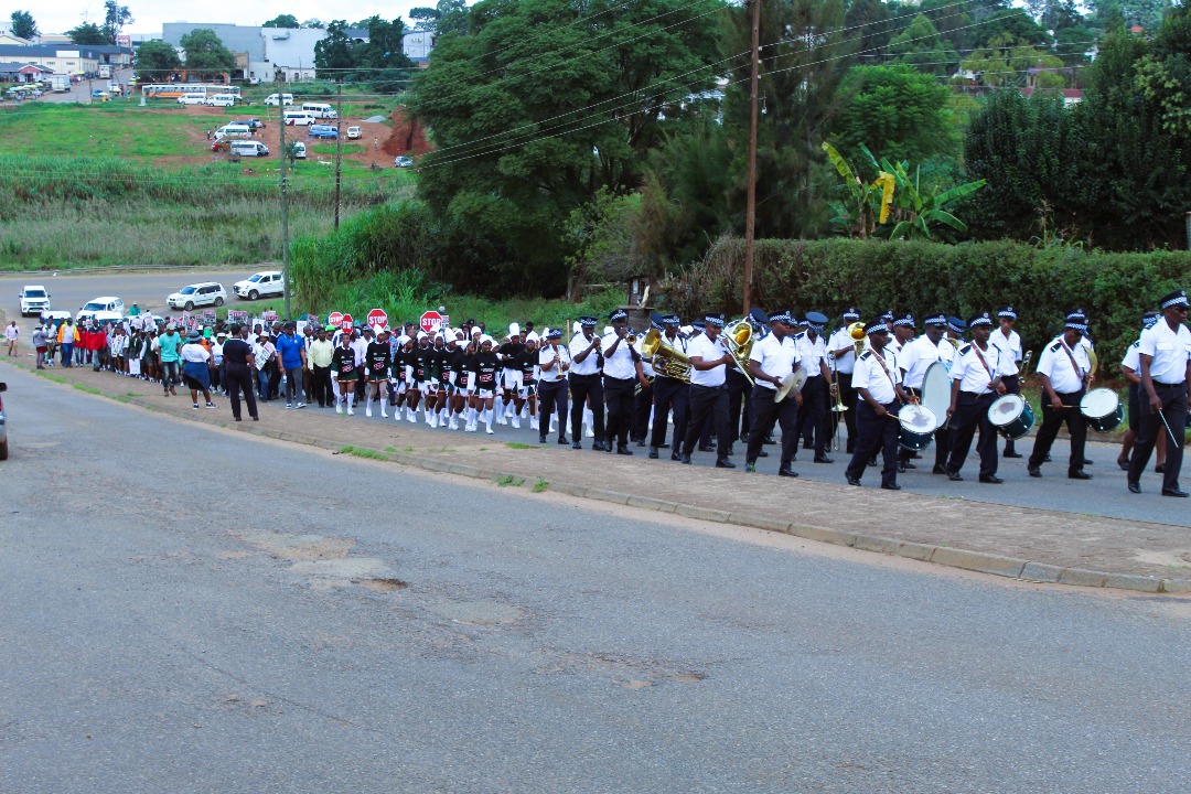 Community members and partners march through Nhlangano to demand justice and protection for children and vulnerable groups.