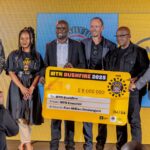 MTN Eswatini representatives hand over donations aimed at fostering local economic growth during the launch of the 2025 MTN Bushfire Festival.