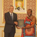 King Mswati III receives letters of credence from the UK and EU envoys at Lozitha Palace.