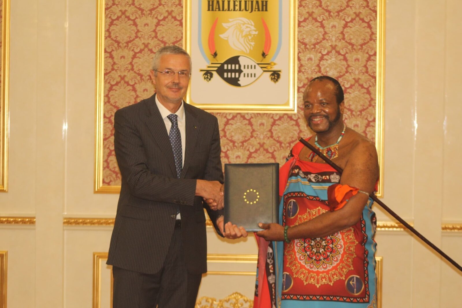King Mswati III receives letters of credence from the UK and EU envoys at Lozitha Palace.