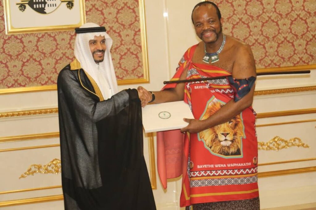 His Majesty King Mswati III receives letters of credence from Saudi Arabia’s Ambassador-designate H.E Faisal bin Falah Al-Harbi at Lozitha Palace.