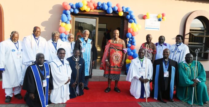 King Mswati III tours the newly opened E1.5m League of African Churches offices in Lobamba after the 2025 Resurrection Sunday service.