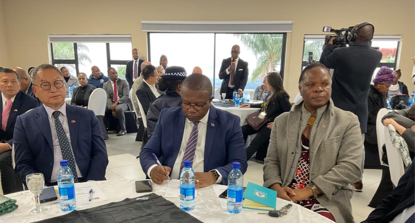 HRH Prince Lonkhokhela engages Taiwanese investors during a business luncheon in Mbabane.