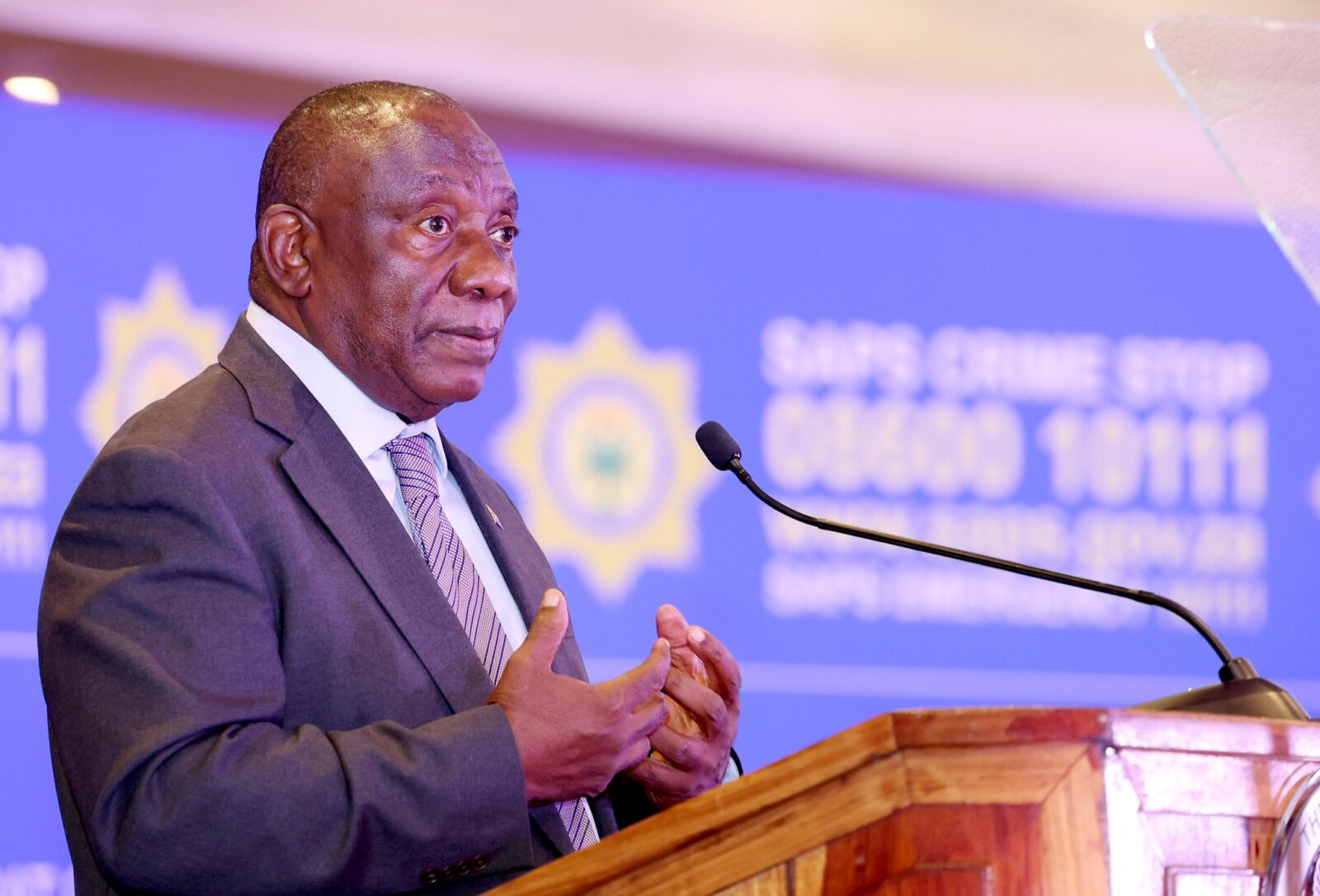 His Excellency President Cyril Ramaphosa officially opening and addresing the inaugural Policing Summit at the Emperors Palace Convention Centre in Gauteng Province. Photo: GCIS