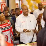 King Mswati III during the official opening of the new shopping complex in Hlathikhulu.