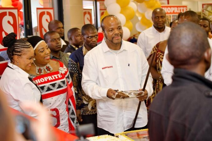 King Mswati III during the official opening of the new shopping complex in Hlathikhulu.
