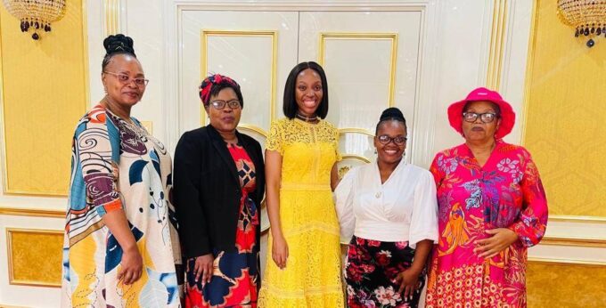 JA Eswatini team with Inkhosikati Make LaMashwama during a courtesy visit to support girls’ entrepreneurship.
