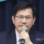Lin Chia-lung responds to reporters’ questions during a press conference on Friday. CNA photo May 16, 2025