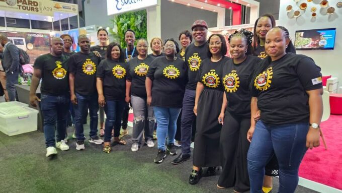 Honourable Sikhumbuzo Dlamini, Acting Minister for Tourism and Environmental Affairs, pictured with Eswatini tourism stakeholders during the Africa Travel Indaba in Durban.