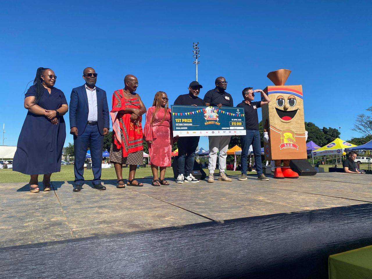Masundvwini High School learners celebrate their victory at the Premier Future Foodies Market Day 2025 held at Mavuso Trade and Exhibition Centre, Manzini.