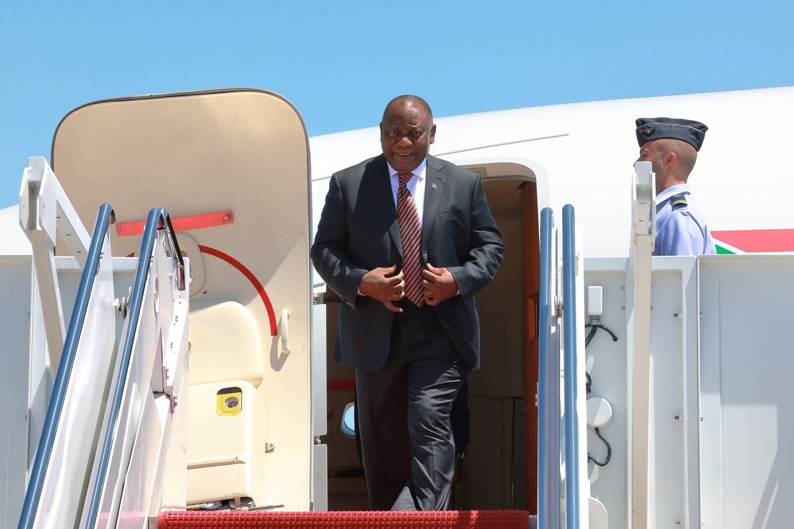President Cyril Ramaphosa arrives in the United States ahead of his meeting with former US President Donald Trump to discuss trade relations. Photo by Presidency South Africa