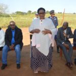 Deputy Prime Minister Thulisile Dladla and Minister Sikhumbuzo Dlamini inspect the damaged irrigation system at the Nkwene Garden Scheme, which has been inactive since January due to flooding.