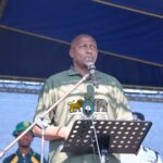 Prime Minister Russell Mmiso Dlamini addresses workers during the Workers Day celebration hosted by FESWATU in Simunye on May 1, 2025, calling for unity between Government, labour, and business.