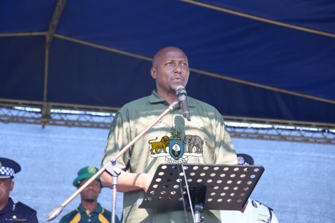 Prime Minister Russell Mmiso Dlamini addresses workers during the Workers Day celebration hosted by FESWATU in Simunye on May 1, 2025, calling for unity between Government, labour, and business.