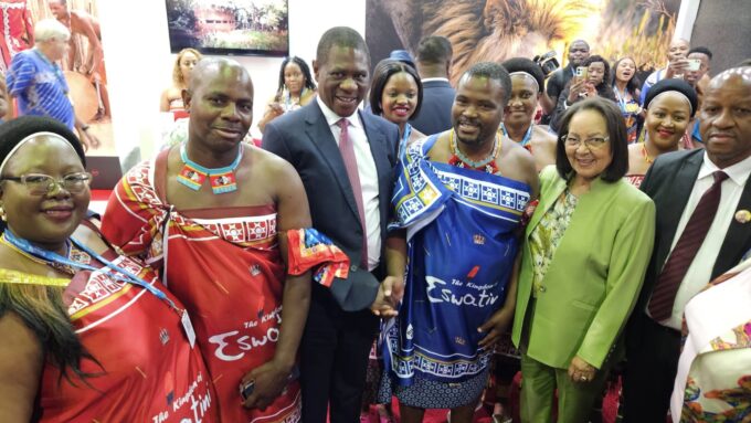 Acting Minister of Tourism and Environmental Affairs, Honourable Skhumbuzo Dlamini, and ETA CEO, Mr. Vusie Dlamini, pictured alongside South Africa’s Deputy President, Honourable Paul Mashatile, and Minister of Tourism, Honourable Patricia De Lille, during the official opening of Africa’s Travel Indaba 2025 at the Durban ICC.