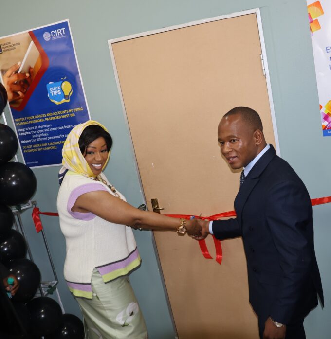 Minister of ICT Savannah Maziya and Ezulwini Chief Mashampu Khumalo during the official opening of the Ezulwini Community ICT Development Lab. Photo: Ministry of ICT