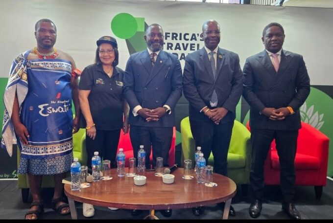 Eswatini’s Acting Minister for Tourism, Honourable Skhumbuzo Dlamini, speaks at the African Ministers’ Roundtable during the Africa Travel Indaba 2025 in Durban.