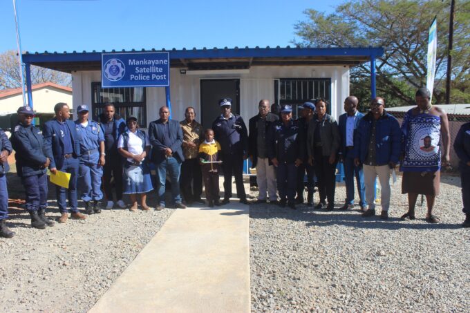 Community members and police officers gather for the official opening of the new Mankayane satellite Police Post