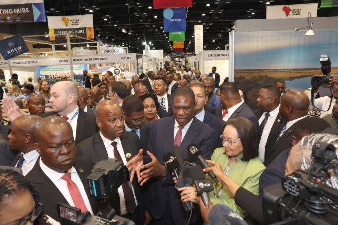 South Africa’s Deputy President, Honourable Paul Mashatile, speaking to the media at the official opening of Africa’s Travel Indaba 2025 at the Durban ICC.