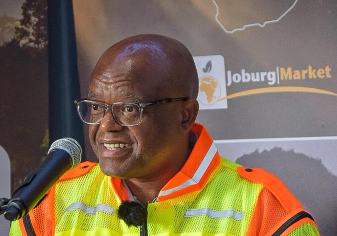 Mayor Dada Morero addresses the media at the April 30, 2025 press briefing, ahead of Johannesburg hosting the global WUWM Conference focused on food systems, trade, and sustainability.