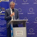 EU Ambassador to Eswatini, Karsten Mecklenburg, making his remarks at The Hilton Garden Inn, Mbabane (pic: Nkosingiphile Myeni)