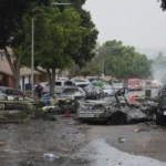 Several cars ignited after a small plane crashed into a San Diego neighborhood early Thursday. Gregory Bull/AP
