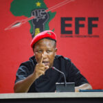 JOHANNESBURG, SOUTH AFRICA - NOVEMBER 25: CIC Julius Malema addresses the media at Winnie Madikizela Mandela House on November 25, 2021in Johannesburg, South Africa. This follows the Inaugural Council Meetings held across the country. (Photo by Gallo Images/Sharon Seretlo)