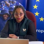Hlengiwe Nkambule, member of the EU-Eswatini Youth Advisory Board, during her virtual participation in the AU-EU Youth Forum held ahead of the ministerial summit in Brussels. Photo: EU-Eswatini