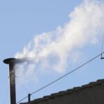 White smoke billows from the chimney of the Sistine Chapel during the conclave to elect a new pope, at the Vatican, Thursday, May 8, 2025. (AP Photo/Andrew Medichini)