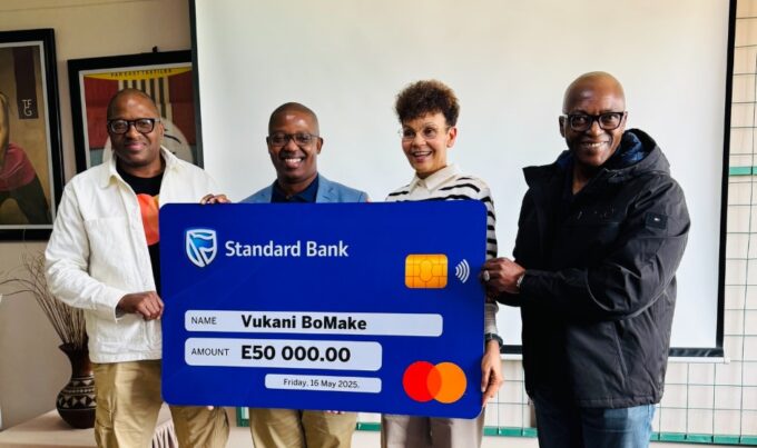 Representatives from Standard Bank Eswatini and Vukani BoMake pose during the official handover of a E50 000 donation on Friday, 16 May 2025
