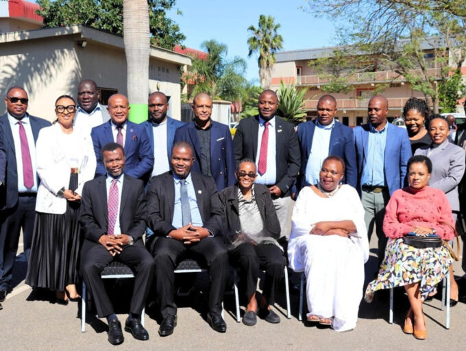 Minister of Tinkhundla Administration and Development S’khumbuzo Dlamini poses for a group photo with officials and stakeholders during the launch of the Eswatini Local Government Conference, set for 4–6 June 2025.