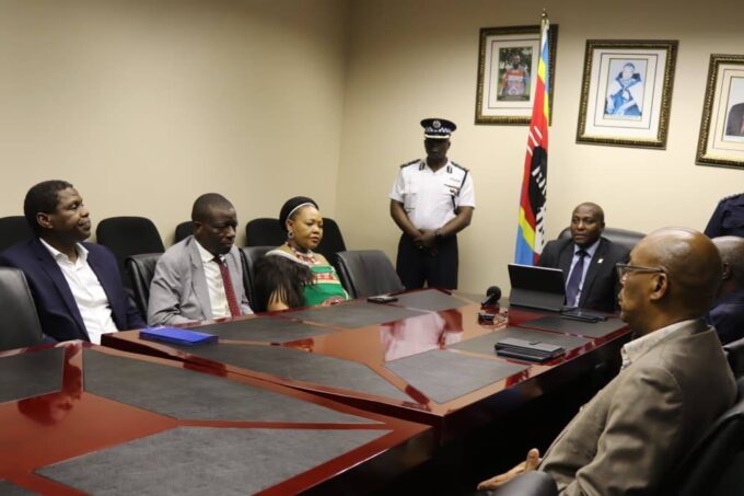 Prime Minister Russell Mmiso Dlamini engages with ministers including Pholile Dlamini-Shakantu, Minister of Foreign Affairs, and The Honourable Minister of Sports, Culture and Youth Affairs, Muzi Bongani Nzima, alongside other senior cabinet members. Photo by PM’s office