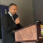 India’s High Commissioner to Eswatini Ram Prasad delivers his address during the launch of the Mission Shaktisat poster at the RSTI event. Photo by Ministry of Information, Communications and Technology.