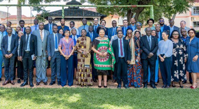 Senator Pholile Dlamini Shakantu poses with delegates at the 13th African Union Humanitarian Symposium in Mbabane. Photo by Ministry of Foreign Affairs and International Cooperation.