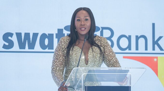 EswatiniBank CEO Nozizwe Mulela addresses guests at the bank’s Business Gala Dinner in Mbabane. Photo by Eswatini Bank