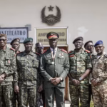 Guinea Bissau Army general Horta N'Tam (C) poses with other military leaders after being sworn in as the transition leader and the leader of the High Command in Bissau on November 27, 2025. Patrick Meinhardt/AFP/Getty Images