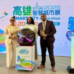 Mbabane Municipality CEO Gciniwe Fakudze and Mayor Thulani Mkhonto proudly display the 2026 System Integration Export Award in Taiwan.