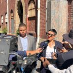 ActionSA MP Dereleen James speaks to the media outside Cape Town Central Police Station after filing criminal charges of intimidation against Minister Gayton McKenzie.