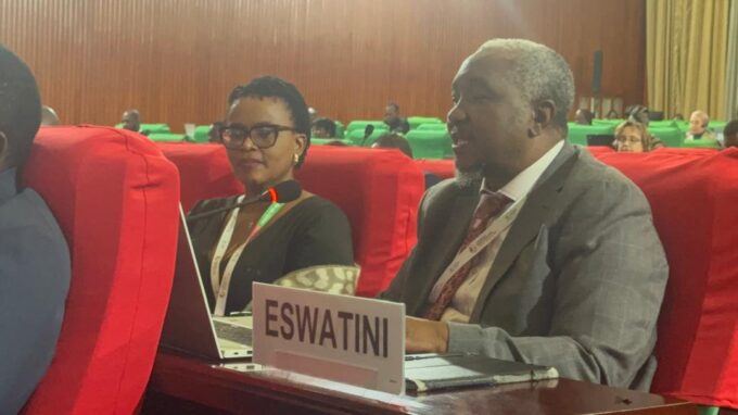 Mr Phesheya Dube addressing delegates during the 14th World Trade Organization Ministerial Conference in Yaoundé, Cameroon, where he represented Eswatini.