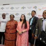 Sabelo Matse stands with Deputy Prime Minister Thulisile Dladla, Cabinet Ministers and partners during the official handover ceremony at the Deputy Prime Minister’s Office ahead of his Zimbabwe tour.