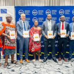 Prime Minister Russell Mmiso Dlamini, Minister Bongani Nzima, EU Ambassador Karsten Mecklenburg and youth representatives pose for a group photo during the launch of the National Youth Development Coordination Framework in Mbabane.