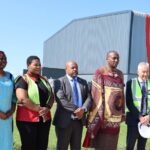 Prime Minister Russell Mmiso Dlamini poses with visiting diplomats and senior government officials during the commissioning of the Matsapha Healthcare Waste Management Plant in Matsapha.
