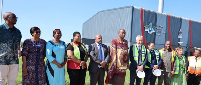Prime Minister Russell Mmiso Dlamini poses with visiting diplomats and senior government officials during the commissioning of the Matsapha Healthcare Waste Management Plant in Matsapha.