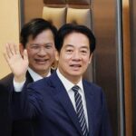 Foreign Minister Lin Chia-lung and President Lai Ching-te at a seminar Saturday. (CNA photo)