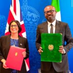 UK Home Secretary Shabana Mahmood and Nigeria’s Interior Minister Dr Olubunmi Tunji Ojo display the signed agreement on deportation cooperation during President Bola Ahmed Tinubu’s state visit to the United Kingdom.